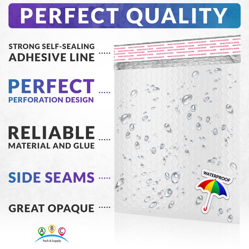 ABC PACK & SUPPLY White Poly Bubble Mailers, 6.5 x 9 Inches. Pack of 25 Padded Envelopes Self Seal. Cushioning Plastic Bubble Envelopes. Self-Adhesive Padded Shipping Bags for Small Business - Image 3